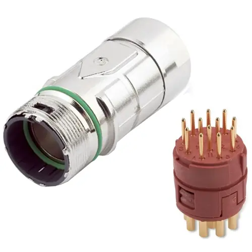 Zertifiziert Stecker, 12-polig, Lötkelch, Schraubverriegelung, gerade, 75009705